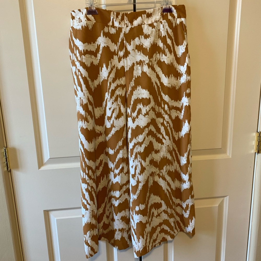 Nine West XL Cropped Wide Leg Pant Back Elastic Waist 36 1/2L 24 inseam 35W